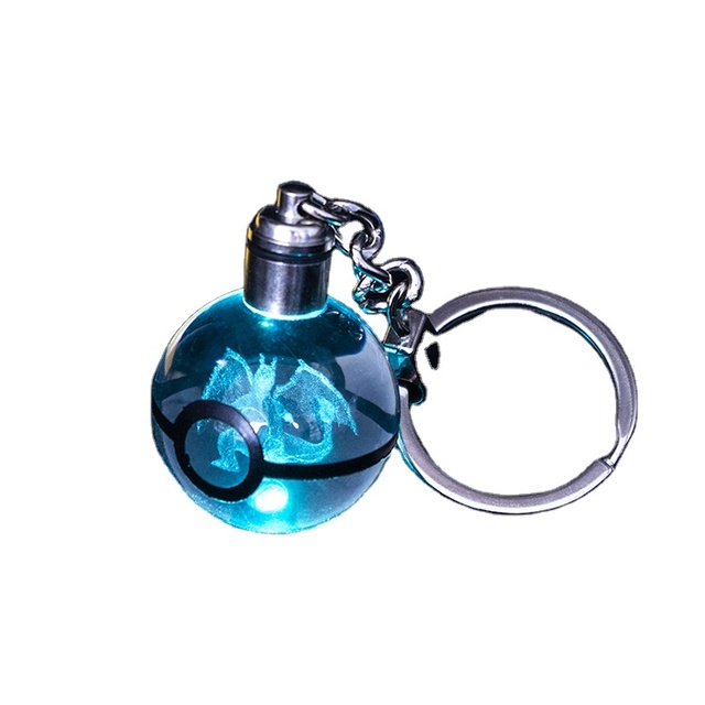 Wholesale Handmade K9 Poke Crystal Ball 30mm 3D Laser Engraved Logo LED Light Base Animal Themed Business Crystal Ball Keychain