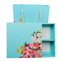 Boîte à tiroir bleue avec trou et poignée pour gâteau de lune au design personnalisé pour l'emballage de biscuits chinois