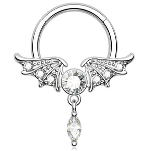 Wings <b>Nose</b> <b>Ring</b> 316L Stainless Steel Zircon Inlay <b>Silver</b> Black Gold Party Fashion Piercing Jewelry - Product Image 5