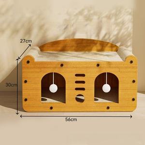 Zweischichtiges Holz Umweltfreundliches Quadratisches Katzenhaus Verschleißfestes Kratzbrett Solides Universelles Haustierbett Für Alle Jahreszeiten Nicht-Verwerfend - Product Image 5