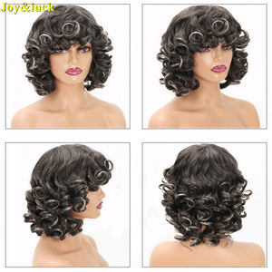 Simplee — perruque synthétique bouclée avec <span class=keywords><strong>frange</strong></span> <span class=keywords><strong>mi</strong></span>-longue, chevelure bouclée, couleur naturelle, rouge ombré, vente en gros - Product Image 5