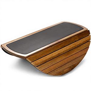 Plateau de canapé pliable en bambou rectangulaire avec design antidérapant, support de vaisselle à un seul niveau pour salon - Product Image 1