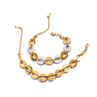 Bracelet à maillons épais pour femme, doré, avec découpe ovale, style vintage, en acier inoxydable, bijoux de mode, vente en gros