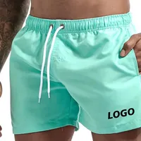 Shorts de bain décontractés pour hommes 2025 avec logo personnalisé imprimé, en nylon/coton respirant, séchage rapide, fermeture à cordon de serrage