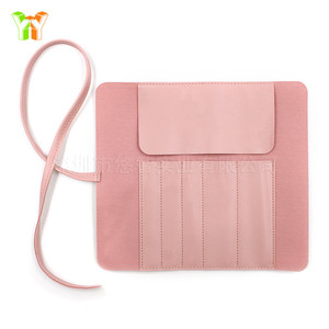 Bolsa de maquillaje personalizada de cuero PU, bolsa de herramientas profesional para maquilladores, bolsa de maquillaje portátil plegable de 5 piezas. - Product Image 2