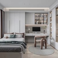 Meubles de chambre à coucher en bois confortables pour appartement : lits simples, lits superposés, bureau d'ordinateur, armoire