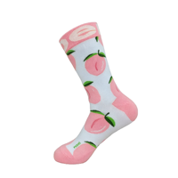 Korte sokken van katoen met opdruk van fruit, aangepaste logo's, contrastkleurige teen en hiel, schattige gele citroen en zoete perzik, vrijetijdssokken voor dames.
