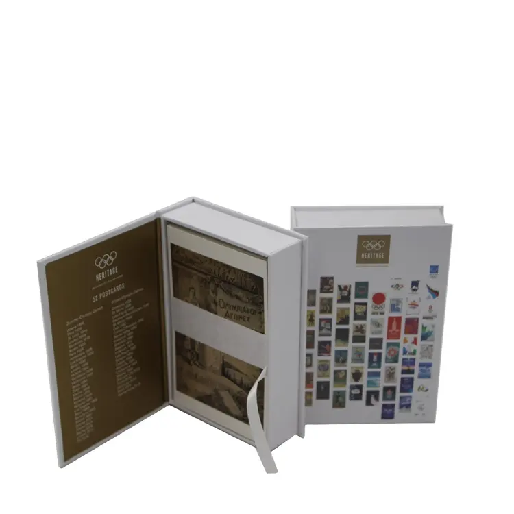 Elegante scatola per cartoline con motivo personalizzato scatola a forma di libro con cartone di carta con chiusura magnetica