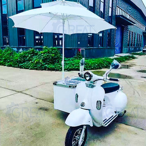 Scooter rétro vintage pour la livraison de nourriture, camion de crème glacée, chariot de vente ambulante en métal, vélo électrique pour la crème glacée, chariot de nourriture, cyclomoteur - Product Image 2