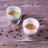 Usine en gros conception personnalisée 250ml verre Borosilicate expresso tasses à café clair Double paroi eau tasse à thé pour les cadeaux d'affaires
