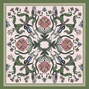 Foulard carré en soie satinée vintage à motifs floraux botaniques, bandana tendance pour femme, accessoire pour cheveux, cou, sac, cadeau - Product Image 3