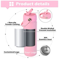 Bouteille d'eau sport isotherme en acier inoxydable 304 de 22 oz pour enfants avec logo personnalisé, double paroi, poignée de transport et paille rabattable