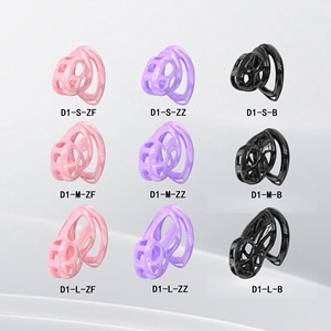 YPM 3D-Druck Penis-Käfig Keuschheitskäfig aus Harz Schwarz-Rosa mit 6 Ringgrößen Harness Mini Plastikschloss Trans-<span class=keywords><strong>Love</strong></span> - Product Image 6