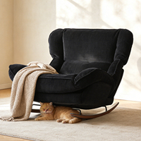 Fauteuils à bascule de luxe nordiques modernes en bois et velours – Ensembles de fauteuils d'appoint pour salon et mobilier de maison