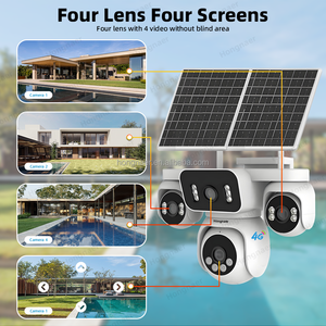 Kamera Keamanan Tenaga Surya Hongnaer 15MP 20MP Zoom Digital 16X HiEasy <span class=keywords><strong>3</strong></span> Lensa 4 Lensa AOV Luar Ruangan Kamera CCTV Solar Kartu SIM 4G - Product Image 3