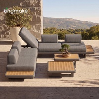 Canapé d'angle en L sur mesure pour villa, jardin, salon, patio – Ensemble de canapés modulaires avec coussins – Mobilier d'extérieur
