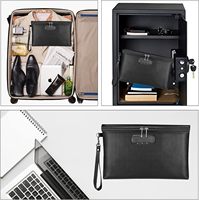 Sac de rangement d'argent étanche OEM Pochette d'affaires noire Sac de notaire portable ignifuge et étanche
