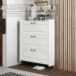 Modern Wooden <b>Shoe</b> <b>Rack</b> 3 Drawer Freestanding Storage Cabinet Space Saving Home Furniture Living Room Organizer White - Product Image 2