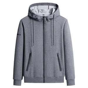 Sweat-shirt à capuche bleu marine pour homme, coupe classique, décontracté, pour l'automne, en polyester tricoté, couleur unie - Product Image 4