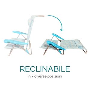 Sedia da Spiaggia in Alluminio, Reclinabile a 7 Posizioni, con Cuscino, 55x46x80 cm - Product Image 5