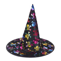 Décorations de fête d'Halloween PARTYMENT : Chapeaux fantaisie noirs et dorés, citrouille, sorcière, araignée, maquillage pour enfants, chapeau de sorcier, accessoire de costume