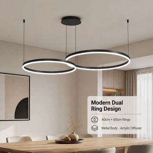 Lustre moderne en forme d'anneau, métal, acrylique, LED, dimmable, télécommande, trois couleurs, intérieur, pour salle à manger, chambre, maison, 40 cm, 60 cm, 57 W - Product Image 2