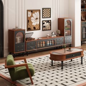 Meuble TV en bois massif de style mid-century pour petit appartement, salon, bar à domicile, rangements, casiers écologiques - Product Image 2