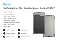 Dernière batterie externe solaire 5000mAh personnalisée en usine Batterie externe compacte PD12W à chargement sécurisé avec écran LED Batterie externe solaire