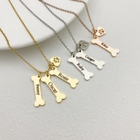 Collier personnalisé en acier inoxydable avec nom de chien et pendentif en forme d'os ou de patte pour animaux de compagnie, idéal pour le dropshipping et comme cadeau