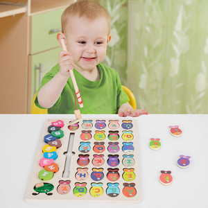 Juego de pesca de madera Montessori para niños, juego de aprendizaje, alfabeto preescolar, educación, contador de números, cadena de matemáticas, cuentas, juguete - Product Image 5