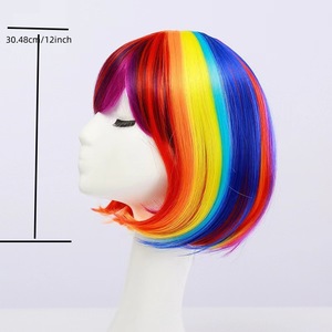 Perruques Anime Arc-en-ciel Naturelles à Haute Température, Cheveux Courts Bobo Colorés, Idéales pour Halloween et Fêtes Costumées, Vente en Gros - Product Image 4