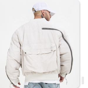 Otoño Invierno elegante <span class=keywords><strong>Boom</strong></span> al aire libre cremallera algodón Vibe Baggy Crop grueso cortavientos chaqueta de bombardero para hombres - Product Image 4