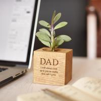 Pot de fleurs en bois pour plantes succulentes, pot de fleurs en bois massif pour jardin, adapté aux petits pots d'intérieur, cadeau d'anniversaire pour père