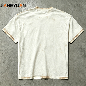 T-shirt streetwear de haute qualité, effet vieilli fait main, imprimé poster rock rétro, vintage, coupe oversize en coton, vente en gros, personnalisable - Product Image 3