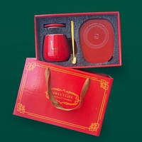 400ml Tasse à café en céramique intelligente avec cuillère Coffret cadeau Ensembles Tasses de voyage USB Coaster Warmer Pad Plaque chauffante à température constante