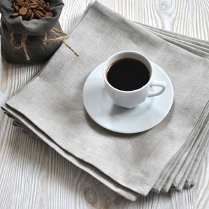 40*40cm Natural Flax Custom LOGO Organic Fabric Solid Color Scalloped <b>Table</b> <b>Cloth</b> White <b>Linen</b> Napkin Placemat for Wedding - Product Image 5