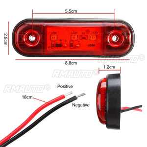 6/10 Piezas, 12V 24V, 3 LED, Luz de Advertencia Lateral Externa para Automóvil, Luz de Posición Ovalada, Luz de Freno, Lámpara para Remolque, Camión, Autobús - Product Image 6