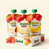 Pochette d'emballage de jus de 200 ml avec boîte de présentation, emballage liquide alimentaire de luxe biodégradable transparent pour boissons