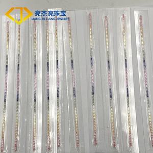 사각형 멀티 컬러 사파이어 팔찌 테니스 링크 체인 2mm 3mm 레인보우 합성 커런덤 주얼리 - Product Image 4