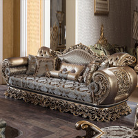 Sofá Seccional de estilo villa de lujo italiano, muebles de tela europea de madera maciza francesa personalizables, combinación de palacio grande