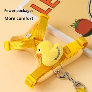 Set tali kekang dapat disesuaikan hewan peliharaan nilon, desain bebek lucu Per kalung anjing dan <span class=keywords><strong>Harness</strong></span> - Product Image 3