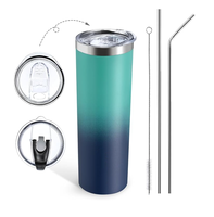 Gobelet isotherme en acier inoxydable de 20 oz, gobelet de voyage sous vide en vrac avec paille et brosse en acier inoxydable, gobelet à café avec revêtement en poudre, cadeau