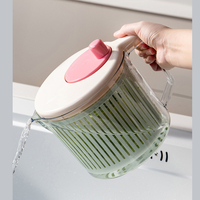Multifunctionele handmatige plastic slacentrifuge, eenvoudig te gebruiken, voor het wassen en drogen van sla, groenten en fruit, met vergietmandje.