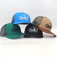 Casquette de camionneur en maille avec logo en cuir personnalisé, 6 panneaux, chapeau de sport en denim pour adultes, style Richardson 112 tendance