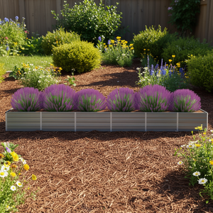 Jardinera Elevada de Acero Galvanizado 189x31.5x17.7 Gris Moderna para Cultivar Vegetales - Product Image 2