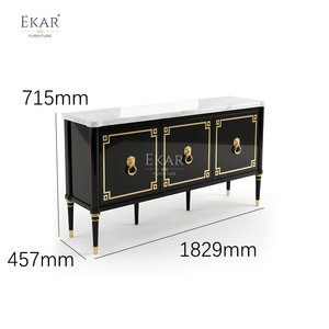 Aparador con Tapa de Mármol Noir <span class=keywords><strong>Leon</strong></span> |   Mueble de Salón con Anillo Decorativo de León Dorado <span class=keywords><strong>en</strong></span> Laca Negra Estilo Imperio Francés | - Product Image 6