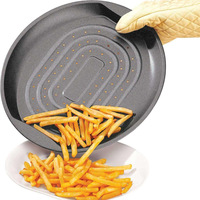 MIXWARES Loyang Panggang Anti Lengket dari Baja Karbon Berlubang dengan Pegangan, Panci Penggorengan Aman untuk Oven untuk Kentang Goreng, Nugget Ayam & Camilan
