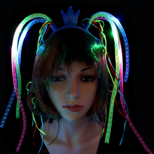 Accessoires de fête promotionnels : Perruque LED lumineuse, Bandeau lumineux multicolore blanc, Tresses LED lumineuses pour fête - Product Image 5