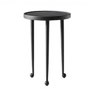 Mesa Auxiliar de Hierro Negro con Tapa Redonda y Patas Esféricas para Hogares Minimalistas Elegantes y Espacios de Decoración Premium - Product Image 1
