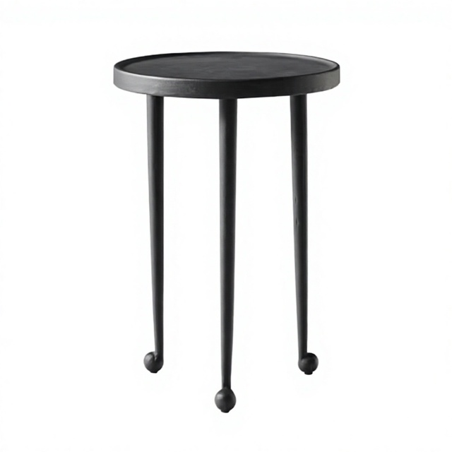 Latest Black Iron Tripod Side Table with Round Top and Ball Feet for Stylish Minimal Homes and Premium Decor Spaces